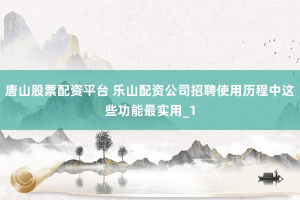 唐山股票配资平台 乐山配资公司招聘使用历程中这些功能最实用_1